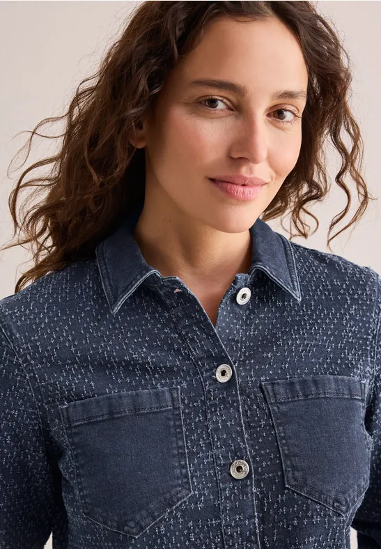 Jeansjacke im Boucl�-Look