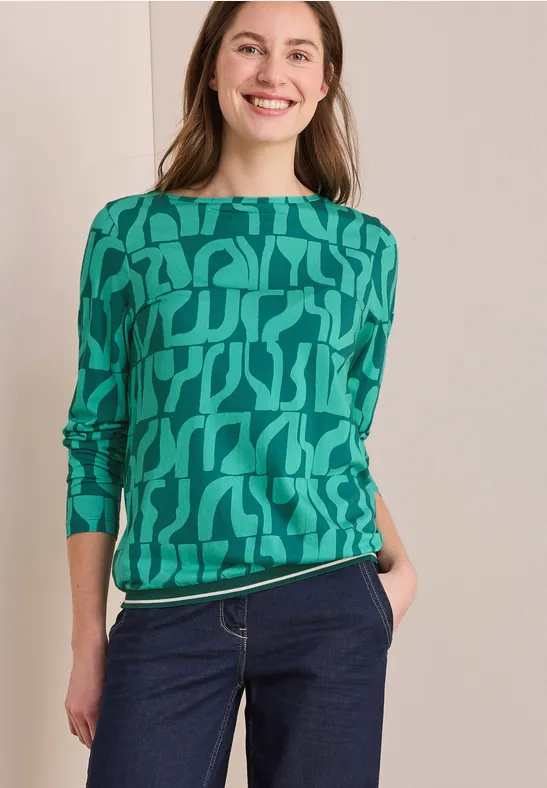 Bedrucktes Rippstrukturshirt