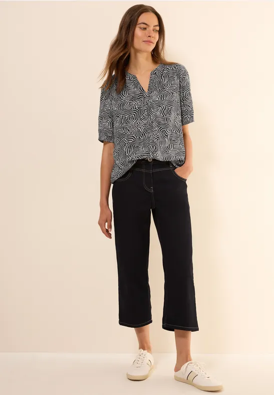 Gemusterte Split Neck Bluse