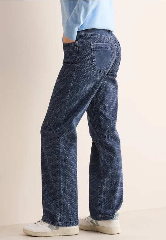 Wide Leg Boucl�-Look Jeans